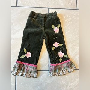 little mass Toddler Green Pants Ruffles And Flowers Size 2 Measurements In Pics